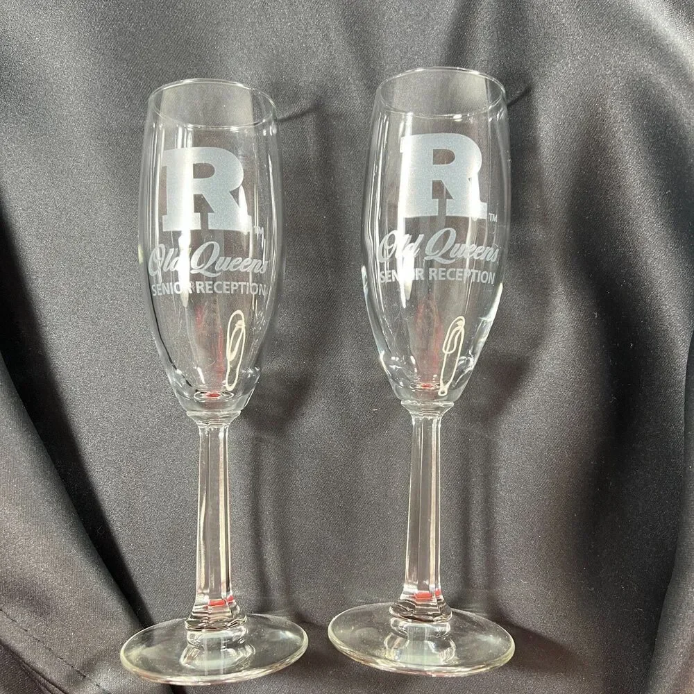 RUTGERS 2010 champagne flutes Senior Reception Old Queens College Alumni N J